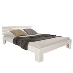 Lit double avec matelas sommier à lattes 120x200 blanc