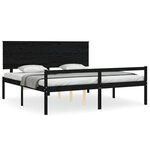 vidaXL Lit pour personne âgée tête de lit noir 200x200 cm bois massif