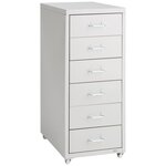 Caisson de bureau 69 cm meuble en métal 6 tiroirs gris clair 08_0000394