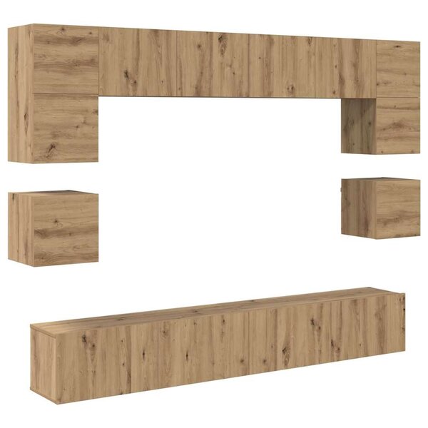 vidaXL Ensemble meuble TV 8 Pièces Chêne artisanal Bois d'ingénierie