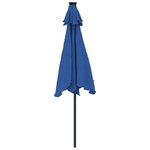 vidaXL Parasol de jardin LED mât en acier bleu azuré 225x225x212 cm