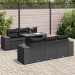 vidaXL Salon de jardin 7 Pièces avec coussins noir résine tressée