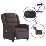 vidaXL Fauteuil de massage inclinable électrique Marron foncé Tissu