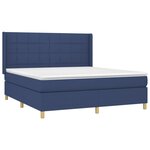 vidaXL Sommier à lattes de lit matelas et LED Bleu 180x200 cm Tissu