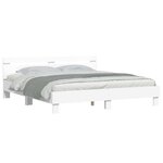 vidaXL Cadre de lit avec LED Blanc 193 x 203 cm Bois d'ingénierie