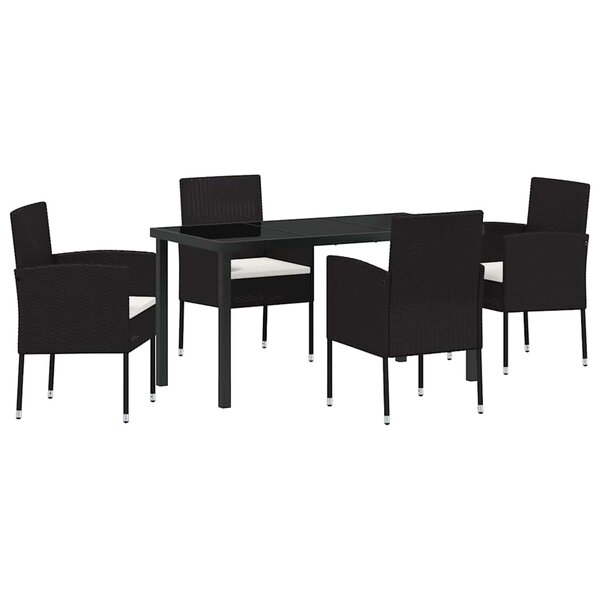 vidaXL Ensemble de salle à manger pour jardin 5 Pièces Noir Poly rotin