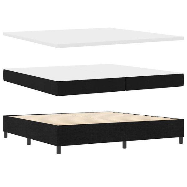 vidaXL Lit à ressorts avec matelas Noir 200 x 200 cm tissu