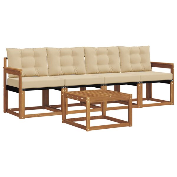 vidaXL Ensemble de canapés d'extérieur 5 pc Naturel et Beige