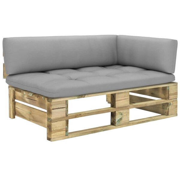 vidaXL Canapé d'angle palette de jardin vert bois de pin imprégné