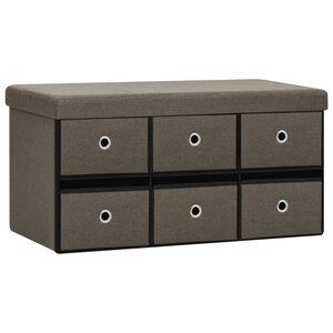 Banc banquette de rangement pliable marron 76 x 38 x 38 cm fau x lin 02_0010734