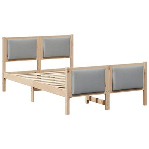 vidaXL Cadre de lit avec tête de lit Gris clair 120 x 190 cm tissu