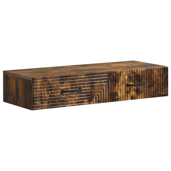 vidaXL Table d'appoint murale Chêne fumé 87 5 x 34 5 x 17 cm