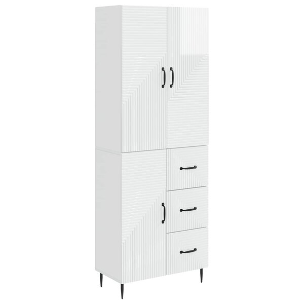 vidaXL Ensemble de Meubles 2 Pièces Blanc brillant 66 x 34 5 x 89 5 cm