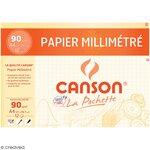 Pochete 12 feuilles Papier millimétré Bistre A4 90 g CANSON