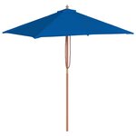 vidaXL Parasol de jardin avec mât en bois bleu 150x200 cm
