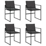 vidaXL Chaises de jardin et coussins lot de 4 noir acier et textilène