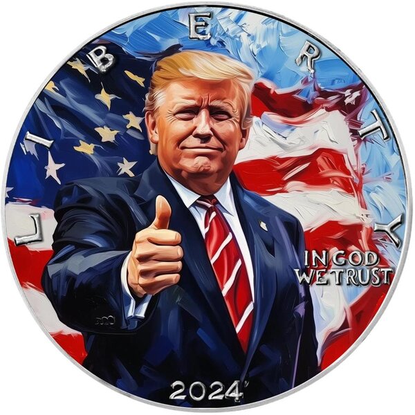 Pièce de monnaie en Argent 1 Dollar g 31.1 (1 oz) Millésime 2024 AmericArt DONALD TRUMP
