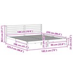 vidaXL Cadre de lit Marron cire 180 x 220 cm Bois de pin massif