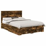 vidaXL Cadre de lit Chêne fumé 140 x 190 cm Bois d'ingénierie