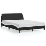 vidaXL Cadre de lit Dover noir et blanc 140x190 cm similicuir
