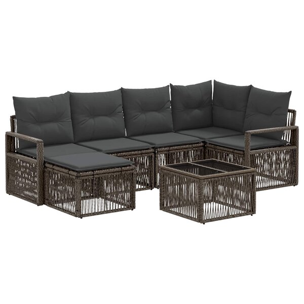 vidaXL Ensemble de canapé de jardin 7 pc Gris polyrotin