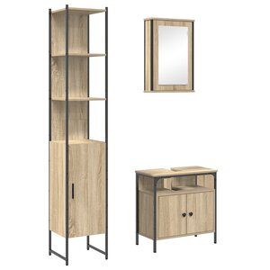 vidaXL Ensemble de mobilier de salle de bain 3 Pièces Chêne sonoma