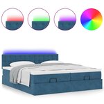 VidaXL Cadre de lit ottoman avec matelas bleu foncé 160x200 cm velours