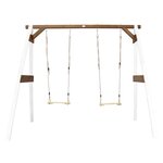 AXI Portique double 2 balancoires en bois Blanc Marron  160x254x207cm