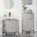 vidaXL Ensemble de mobilier de salle de bain Plaid 2 Pièces Sonoma gris
