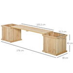 Banc de jardin jardinière double 2 en 1 - inserts d'irrigation + feutre drainage inclus - bois sapin pré-huilé