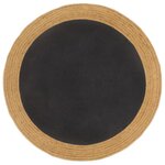 vidaXL Tapis tressé Noir et naturel 90 cm Jute et coton Rond