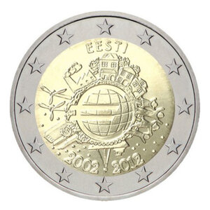 2 euros commémorative Estonie 2012 - 10 ans de l'euro.