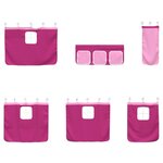 vidaXL Cadre de Lit Mezzanine pour Enfants avec Rideaux Noir et rose