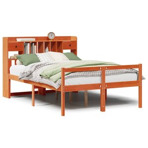 vidaXL Lit bibliothèque sans matelas cire marron 140x190 cm pin massif