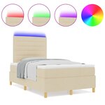 vidaXL Lit Box Spring avec Matelas et LED Crème 120x200 cm Tissu