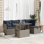 vidaXL Salon de jardin avec coussins 6 Pièces gris résine tressée acacia
