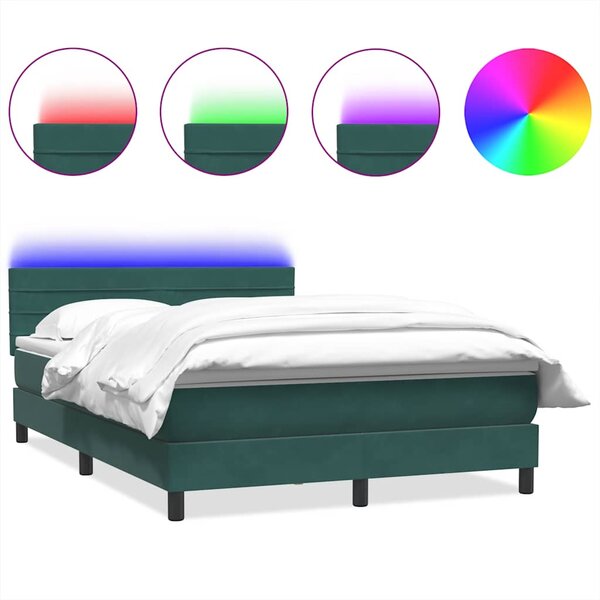 vidaXL Sommier à lattes de lit et matelas et LED vert foncé 160x220cm velours