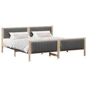 vidaXL Cadre de lit avec tête de lit marron et gris foncé 200 x 200 cm
