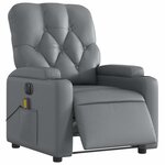 vidaXL Fauteuil de massage inclinable électrique gris similicuir