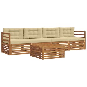 vidaXL Ensemble de canapés d'extérieur 5 Pièces Naturel et Beige