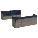 vidaXL Salon de jardin 9 Pièces avec coussins gris résine tressée