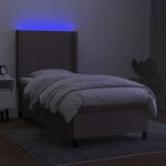 vidaXL Sommier à lattes de lit matelas et LED Taupe 80x200cm Tissu