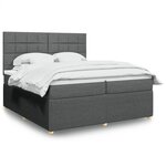 vidaXL Sommier à lattes de lit avec matelas Gris foncé 200x200cm Tissu