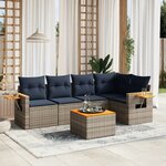 vidaXL Salon de jardin 6 Pièces avec coussins gris résine tressée