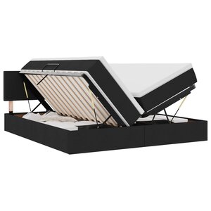vidaXL Lit de rangement LED avec matelas Noir 200 x 200 cm Tissu