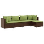 vidaXL Salon de jardin 5 Pièces avec coussins Marron Résine tressée