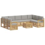 vidaXL Ensemble de canapés d'extérieur 10 pc Blanc et gris clair