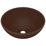 vidaXL Lavabo rond salle de bain Marron foncé mat 32 5x14 cm Céramique
