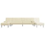 vidaXL Canapé-lit en forme de L crème 255x140x70 cm similicuir