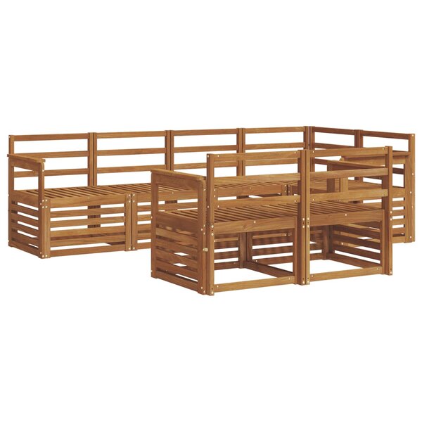 vidaXL Ensemble de canapé d'angle 7 Pièces Naturel Bois d'Acacia Massif